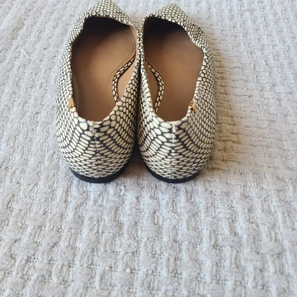 Tory Burch Penelope Snake Print Cap Toe Flat In King Cobra Women's Size 7